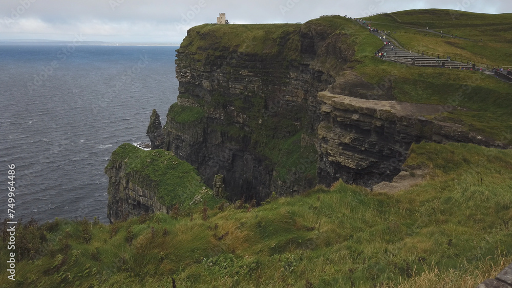 The O'Brien's Tower marks the highest point of the Cliffs of Moher. The tower was built on the cliffs in 1835 by the local landlord and MP Sir Cornelius O’Brien in County Clare, Ireland.