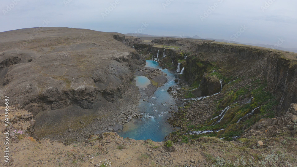 Sigoldugljufur, also known as the Valley of Tears, is a canyon in the Icelandic Highlands. It is most renowned for and earned its nickname from its sheer number of waterfalls.