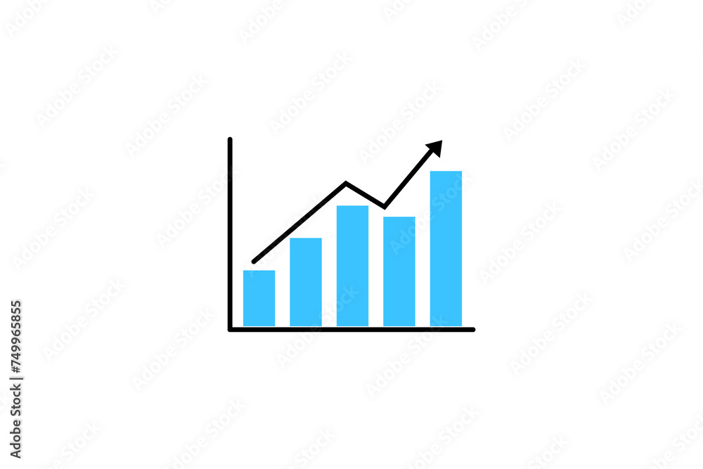 Graph chart growth icon with chart rising arrow isolated on white background Graph chart growth icon with chart rising arrow isolated on white background