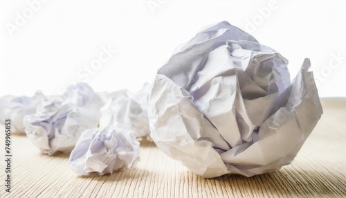 crumpled paper ball isolated on white background crumpled paper texture white crumpled paper texture for background photo