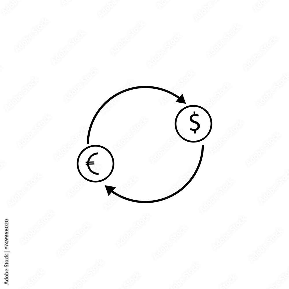 Black color currency exchange icon isolated on white background. Black color currency exchange icon isolated on white background.
