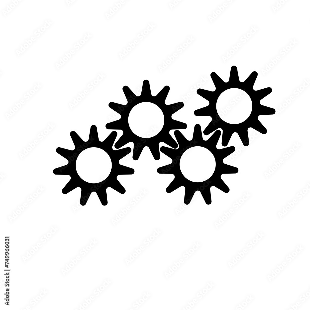 Black color gear icon isolate on white background. Black color gear icon isolate on white background.