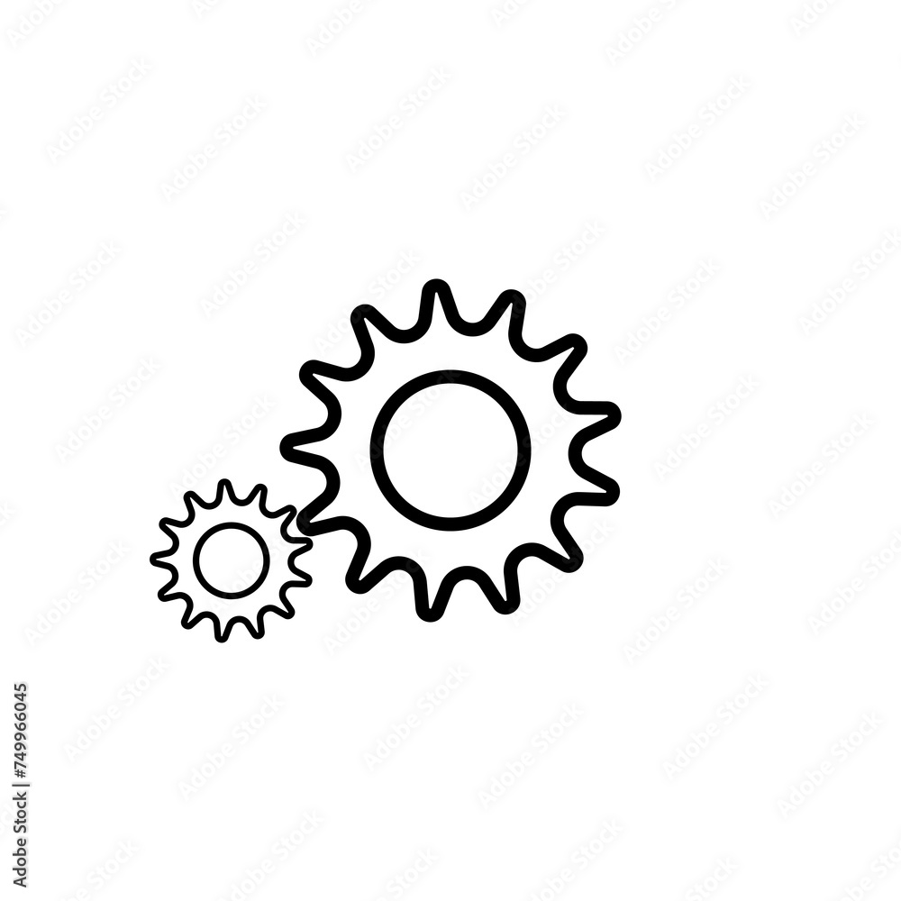 Black color gear icon isolate on white background. Black color gear icon isolate on white background.