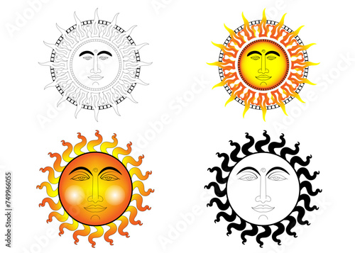 Set of Sun Vector Decoration for Sinhala Tamil new year photo