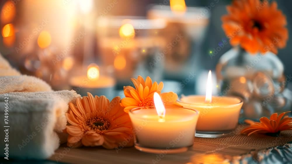 Candles and flowers with blurred background, animated virtual repeating seamless 4k Candles and flowers with blurred background, animated virtual repeating seamless 4k