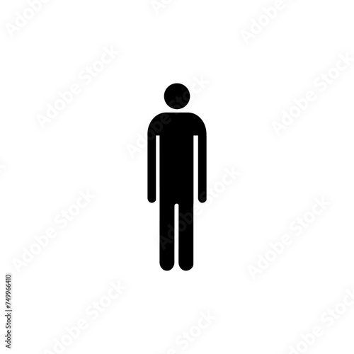 Black color man icon isolated on white background.