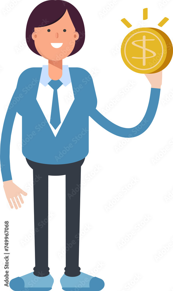 Businesswoman Character Holding Dollar Coin
Businesswoman Character Holding Dollar Coin