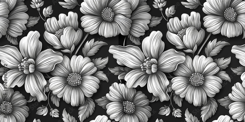 Monochrome floral abstract boho illustration Monochrome floral abstract boho illustration
