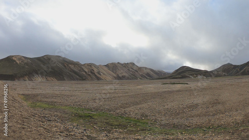 Obraz na płótnie Landmannalaugar is a location in Iceland's Fjallabak Nature Reserve in the Highlands. It is on the edge of the Laugahraun lava field. This lava field was formed by an eruption in 1477. w salonie