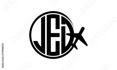 JED three initial letter circle tour & travel agency logo design vector template. hajj Umrah agency, abstract, wordmark, business, monogram, minimalist, brand, company, flat, tourism agency, tourist