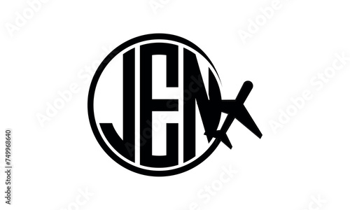 JEN three initial letter circle tour & travel agency logo design vector template. hajj Umrah agency, abstract, wordmark, business, monogram, minimalist, brand, company, flat, tourism agency, tourist