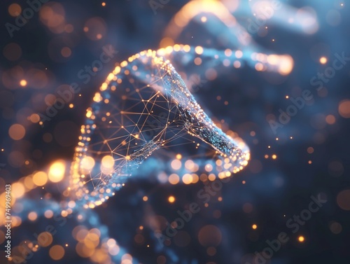 Glowing digital representation of a DNA molecule, symbolizing bioinformatics and genetic research