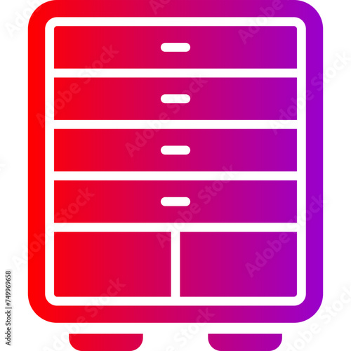 Chest Of Drawers Vector Glyph Gradient Icons