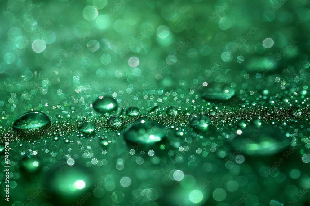 Water Droplets on Green Surface Close Up