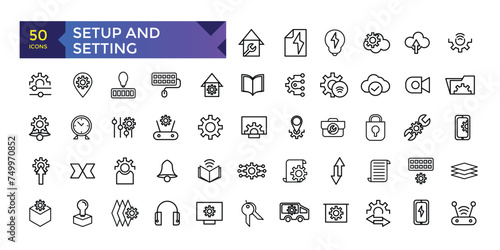 Setting and setup line icons collection. Editable stroke. For website marketing design, logo, app, template, ui, etc. Vector illustration.