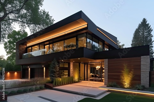 Photo modern house with roof garden.luxury architecture  © Ali