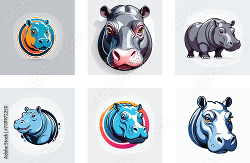 hippo logo vector icons