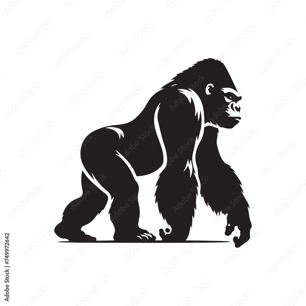 King of the Jungle: Vector Gorilla Silhouette - Portraying the Majesty and Strength of the Mighty Gorilla in Bold Form. Gorilla Vector, gorilla Illustration. King of the Jungle: Vector Gorilla Silhouette - Portraying the Majesty and Strength of the Mighty Gorilla in Bold Form. Gorilla Vector, gorilla Illustration.