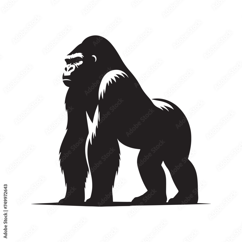 King of the Jungle: Vector Gorilla Silhouette - Portraying the Majesty and Strength of the Mighty Gorilla in Bold Form. Gorilla Vector, gorilla Illustration. King of the Jungle: Vector Gorilla Silhouette - Portraying the Majesty and Strength of the Mighty Gorilla in Bold Form. Gorilla Vector, gorilla Illustration.