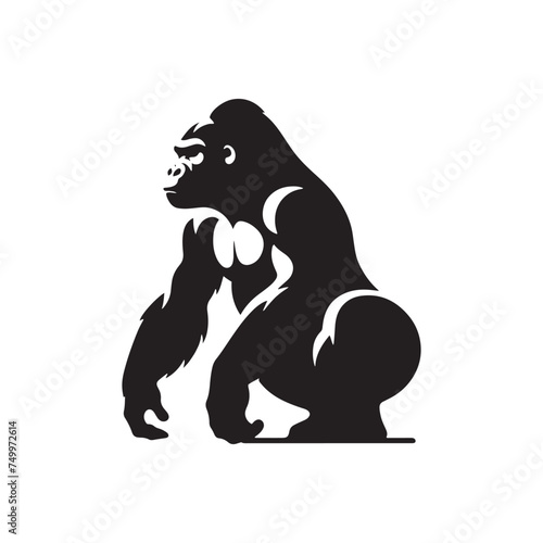 King of the Jungle  Vector Gorilla Silhouette - Portraying the Majesty and Strength of the Mighty Gorilla in Bold Form. Gorilla Vector  gorilla Illustration.