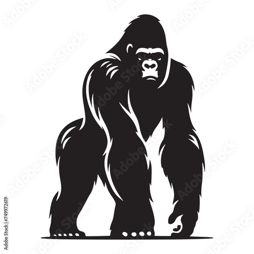 King of the Jungle  Vector Gorilla Silhouette - Portraying the Majesty and Strength of the Mighty Gorilla in Bold Form. Gorilla Vector  gorilla Illustration.