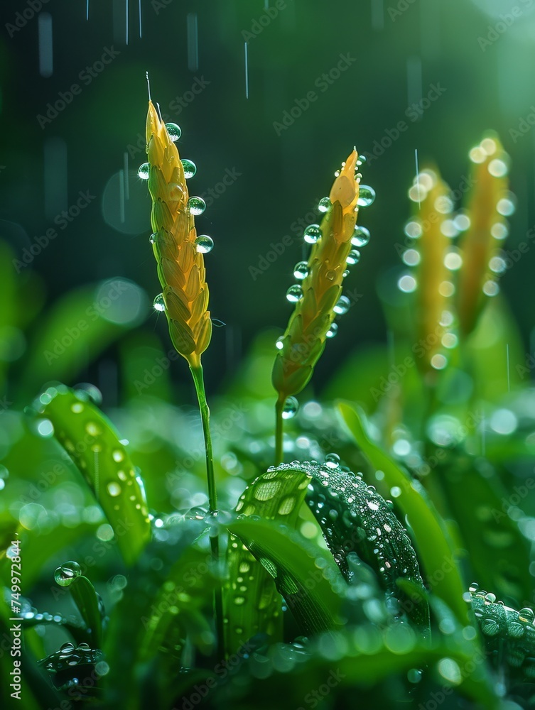 Fototapeta premium Close Up of Plant With Water Droplets