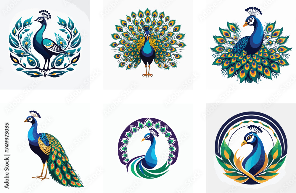 Obraz premium peacock logo vector icons