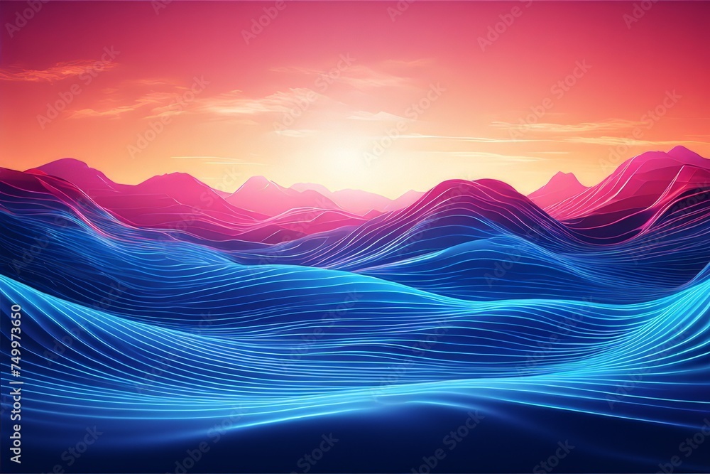 rendering futuristic Abstract background, Neon Colored Motion Striped line