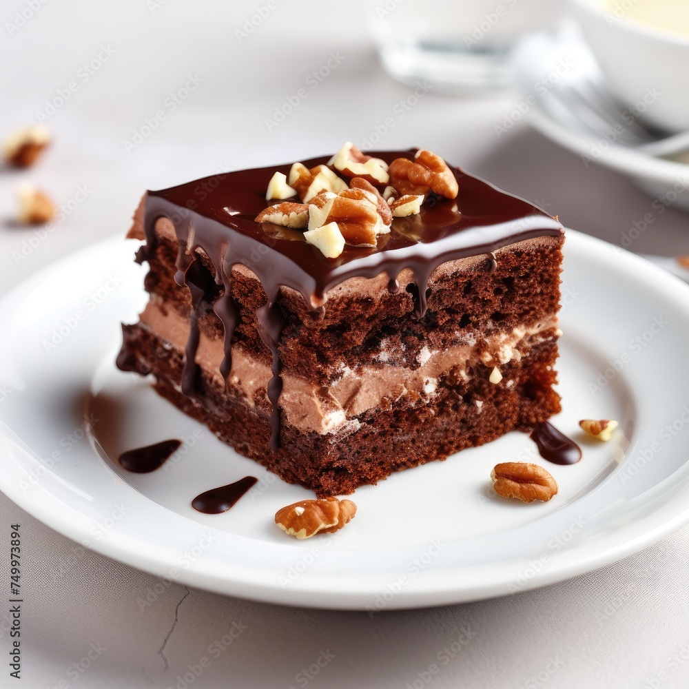 Piece of tasty homemade chocolate cake Piece of tasty homemade chocolate cake