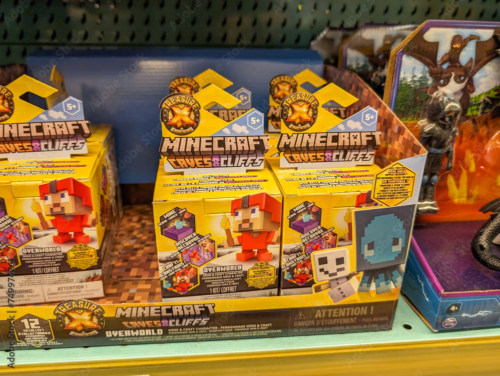 Fototapeta premium France, March 2 2024: Minecraft Toys Display in Store.
