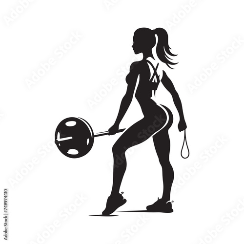 Fitness Femme: Vector Gym Lady Silhouette - Embracing Strength and Confidence in Exercise and Health. Gym lady Vector, Gym Lady Illustration.