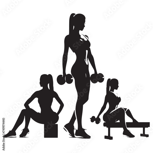 Fitness Femme: Vector Gym Lady Silhouette - Embracing Strength and Confidence in Exercise and Health. Gym lady Vector, Gym Lady Illustration.