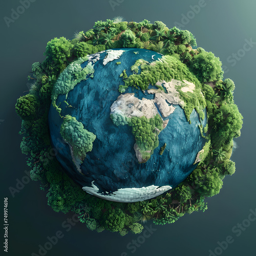 Fototapeta Naklejka Na Ścianę i Meble -  green planet earth climate crossroads navigating the path to a sustainable earth