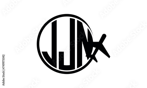 JJN three initial letter circle tour & travel agency logo design vector template. hajj Umrah agency, abstract, wordmark, business, monogram, minimalist, brand, company, flat, tourism agency, tourist