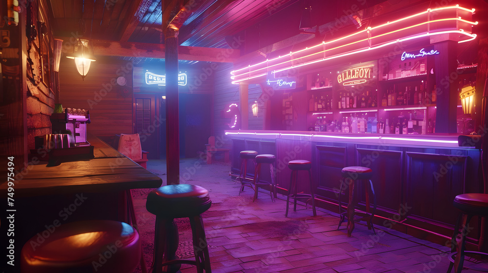 neon light glimmer saloon western inspired night bar club