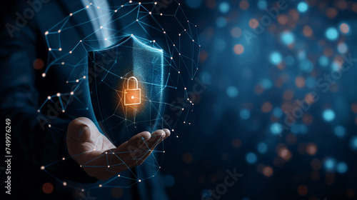 Security of company information electronically, Security icon, Data security and protecting, Safety technology, Data protection and privacy with encryption photo