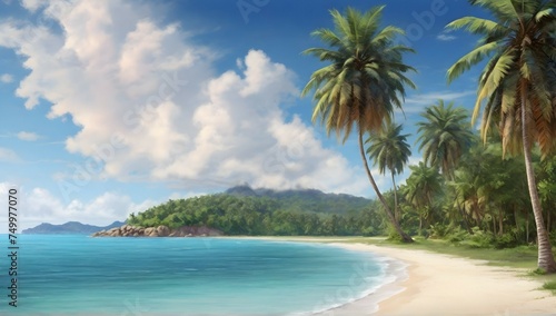  photo beautiful tropical beach and sea with coconut palm tree in paradise island. © Hataf