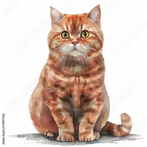 KS Cat watercolordrawing cat cartoon on white background 