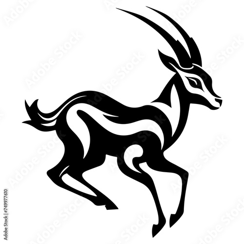 Cuviers gazelle running fast forward, black vector design against white background 
