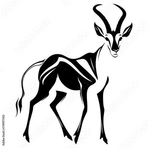 Eland antelope standing an locking,  black vector design against white background 