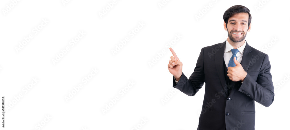 Smiling businessman in suit giving a thumbs up and pointing to the side, suggesting a positive outcome or agreement.
Smiling businessman in suit giving a thumbs up and pointing to the side, suggesting a positive outcome or agreement.