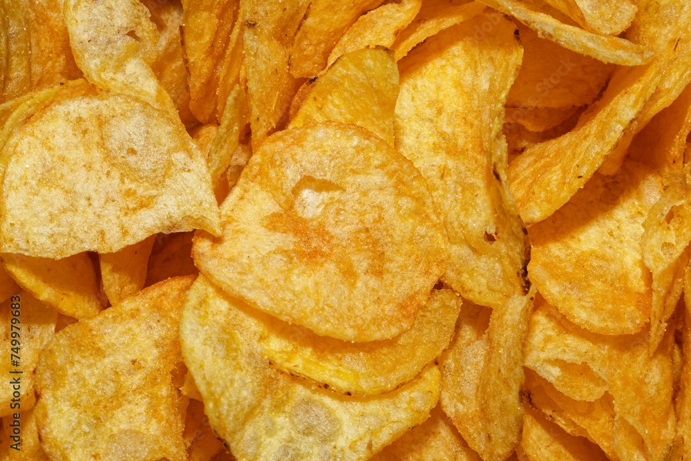 Salty potato chips, unhealthy food Salty potato chips, unhealthy food