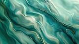 Beautiful abstract background of green, gold and blue flowing marbles, in the style of futuristic chromatic waves, light aquamarine and beige texture