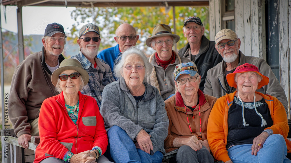 A group of retirees starting a community outreach program, providing support and assistance to local families in need — Creation and development, achievements and success, love, ha - obrazy, fototapety, plakaty 
