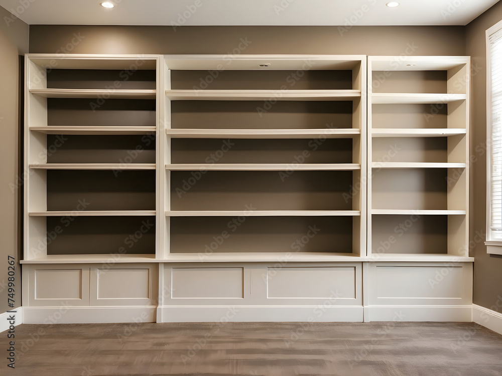 Empty Bookcase in a Remodeled Library design. Empty Bookcase in a Remodeled Library design.