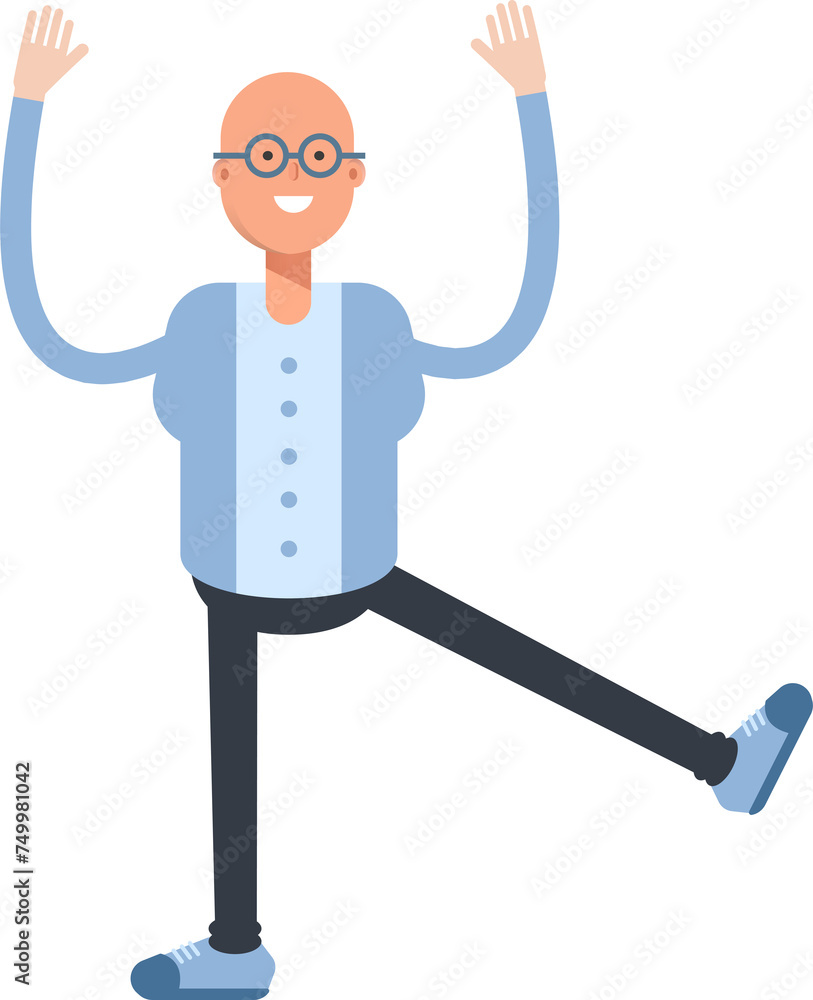 Bald Man Character Relaxing Illustration
