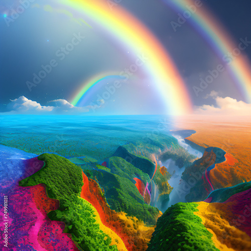 Beautiful rainbow in the sky. Generative AI