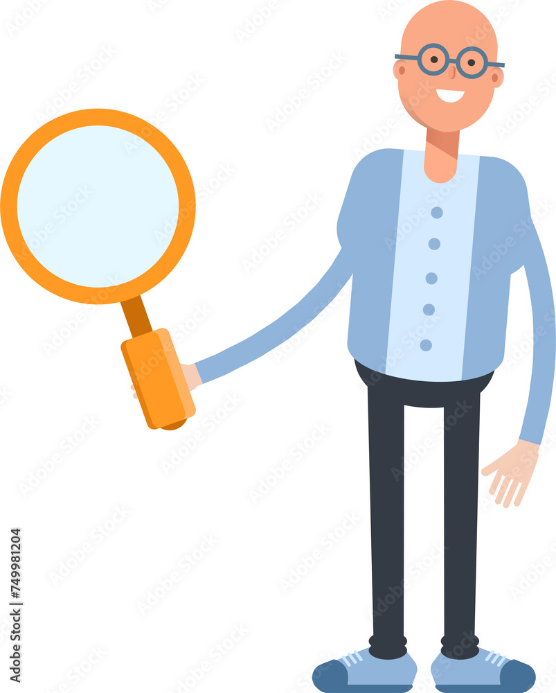 Bald Man Character Holding Magnifier
Bald Man Character Holding Magnifier