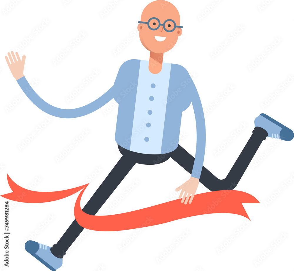 Bald Man Character Running at Finish Line
Bald Man Character Running at Finish Line