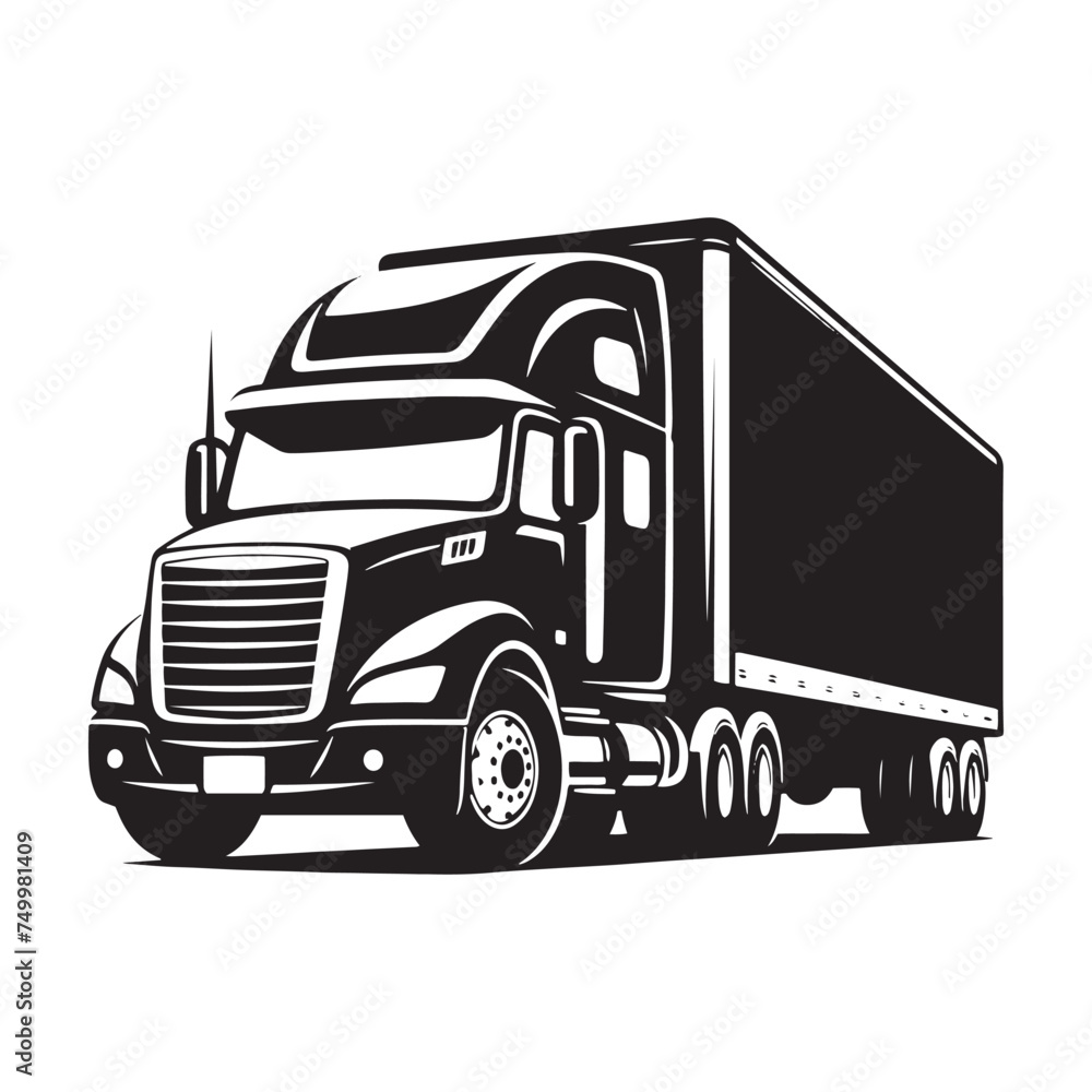 Road Warrior: Vector Truck Silhouette - Embodying Power and Freedom on the Open Road. Truck Illustration, Truck Vector.